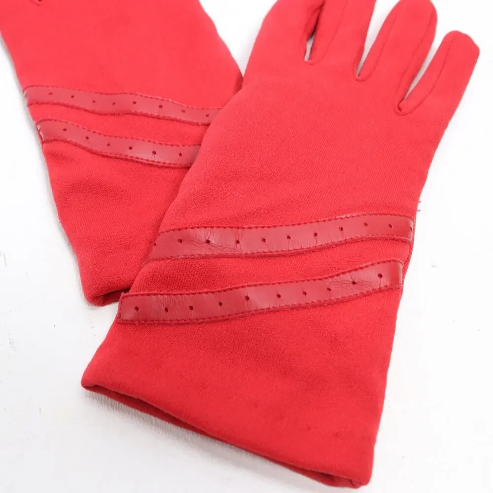 I Shalom Gloves Women One Size Red Nylon Blend Stretch Wrist Driving